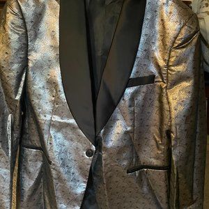 Suit jacket/blazer - silver with pattern
